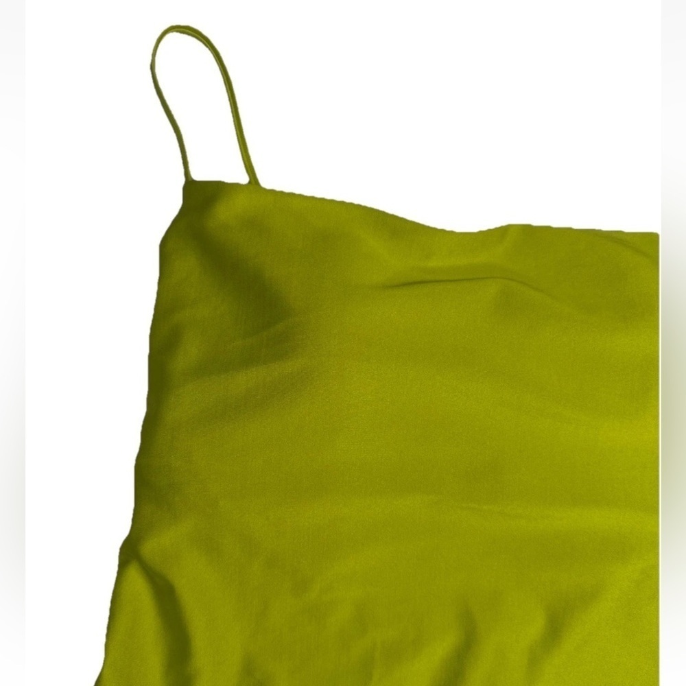 Square Neck High Leg Cheeky A Piece Swimsuit Shade & Shore Lime Green Shine M - Picture 7 of 11